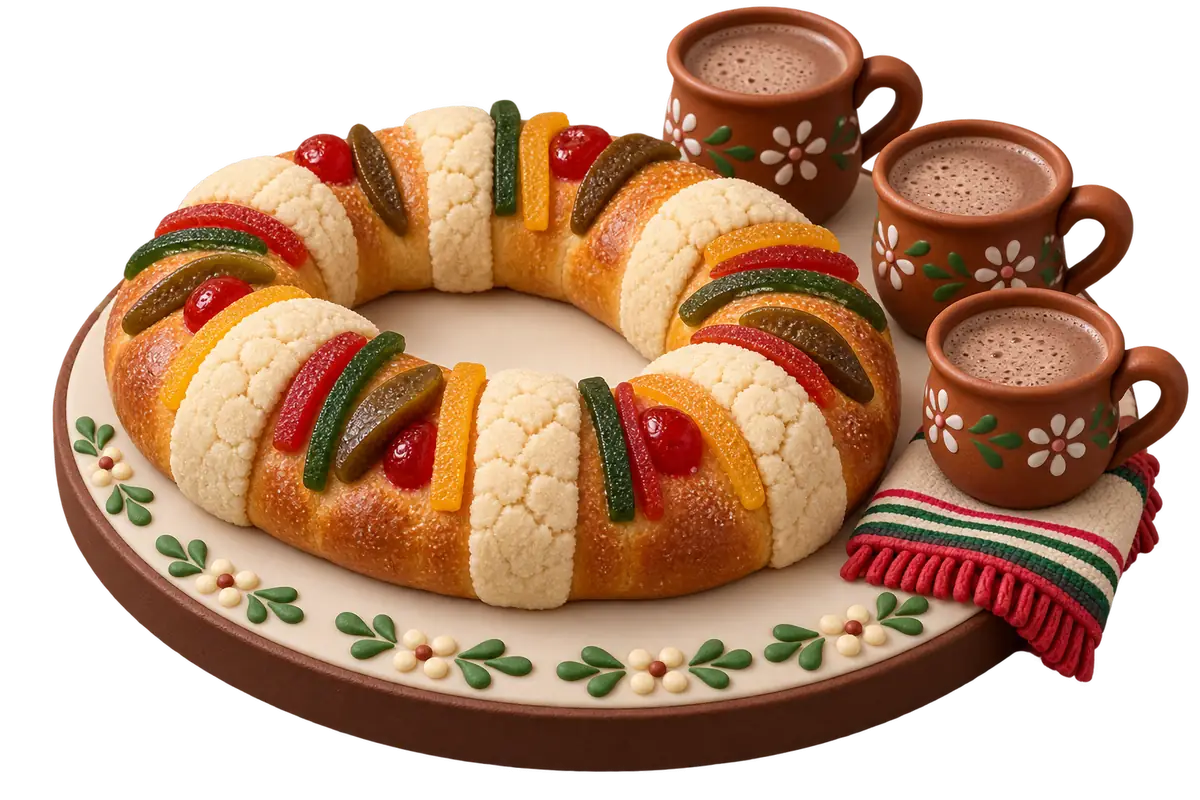 Miniatura de Rosca de Reyes con fruta cristalizada