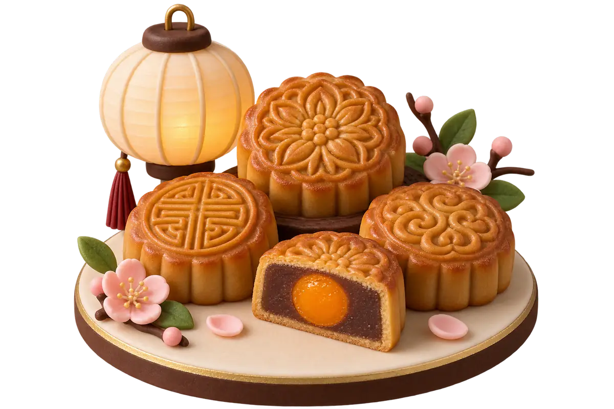 Mô hình bánh trung thu và lồng đèn bằng đường